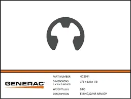 0C2991 E-Ring, Governor Generac 1