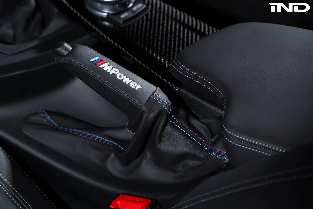 Ind F8x M3 / M4 Tri-Color Leather E-Brake Boot - Cross Stitch 1