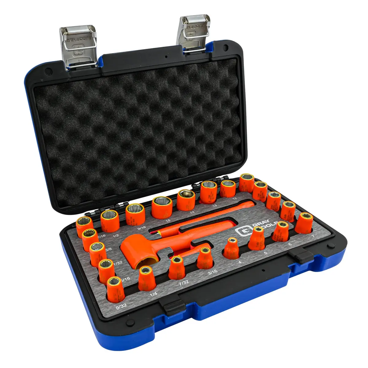 25 Piece 1/4" Drive 6 & 12 Point Sae And Metric, Standard Socket And Attachments Set, 1000V Insulated 1