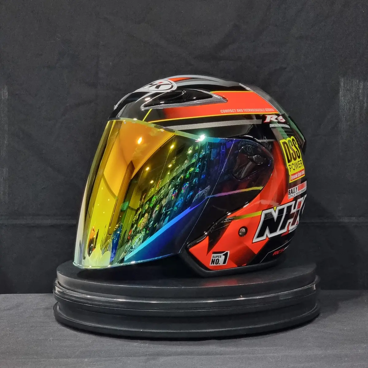 Nhk Helmet R6 V2 Rally (Black/Orange Glossy) 1