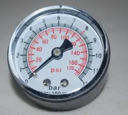 330004000F Pressure Gauge 170Psi 1/4 Inch Back Mount Rolair 1