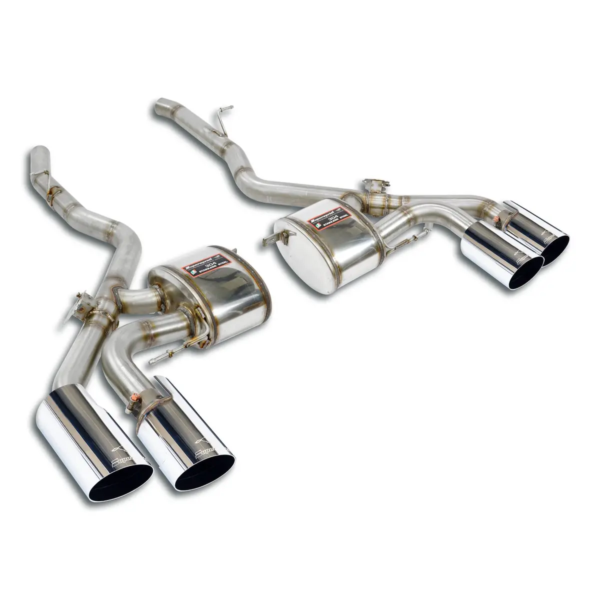 Supersprint Bmw F97 X3 M Rear Mufflers Kit Right Oo100 + Left Oo100 With Valves, Silver Tips 1