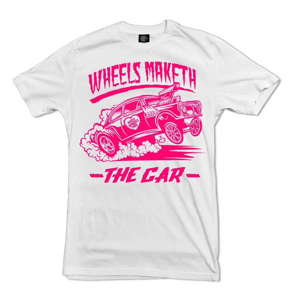 Wheels Maketh The Car Pink/White (T-Shirt) 1