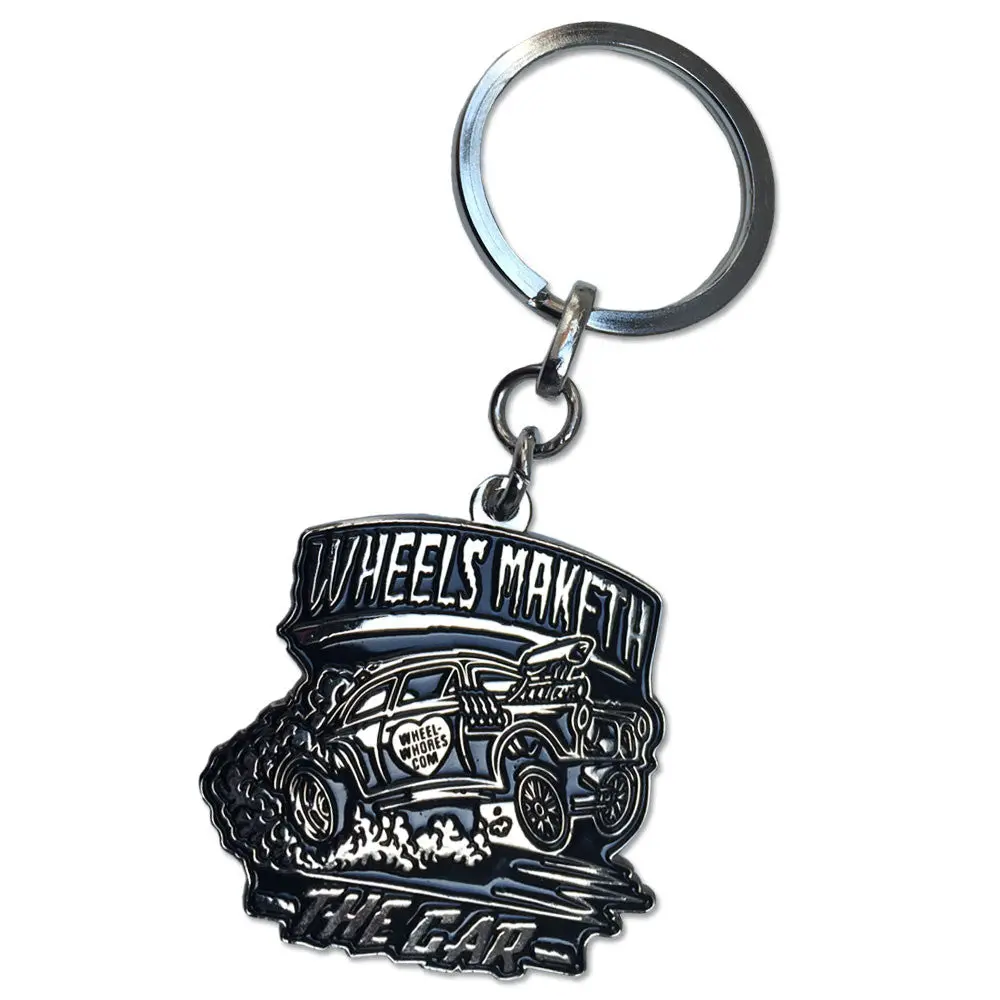 Wheels Maketh (Black/Chrome) Keyring 1