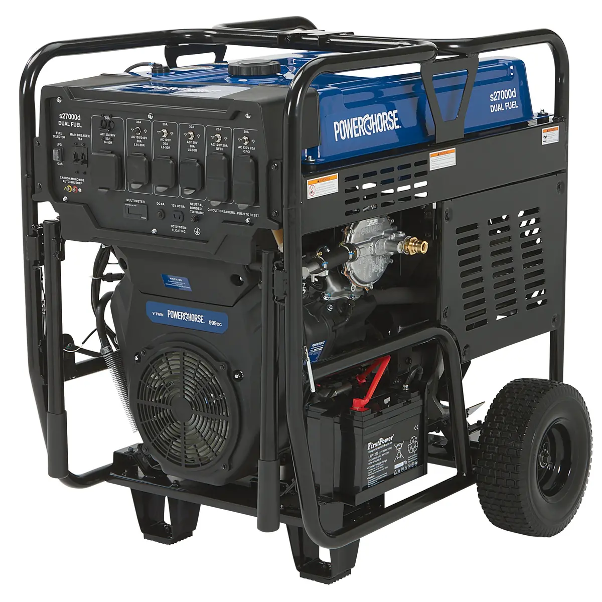 6075636 Powerhorse Portable Generator, 27,000 Surge Watts, 18,000 Rated Watts, 120/240V, Dual Fuel, Electric Start, Co Shutdown Powerhorse 1