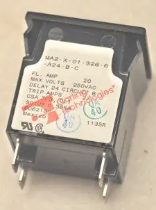 0062198Srv / 62198 / 0062198  Cir Breaker Dual Snap-In 20A  Powermate And Generac Generator 1