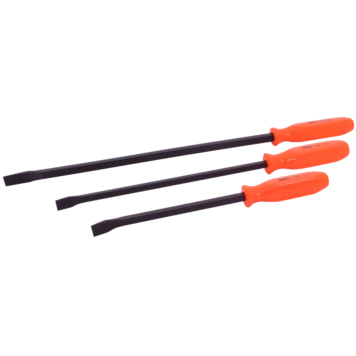 3 Piece Florescent Orange Handled Pry Bar Set With Black Oxide Blades 1