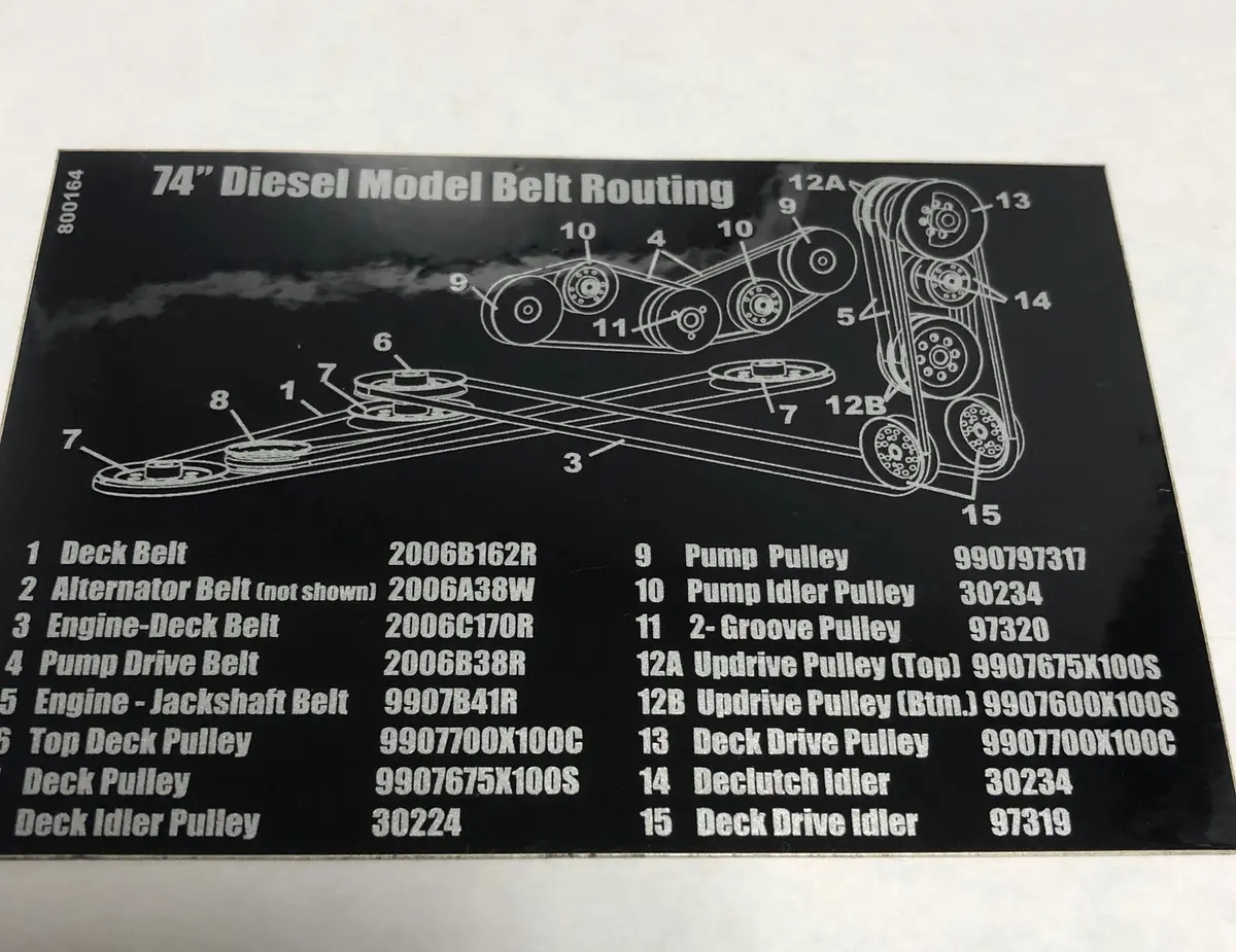 800164 Decal 74" Diesel Belt Routing Dixie Chopper Wh2 1