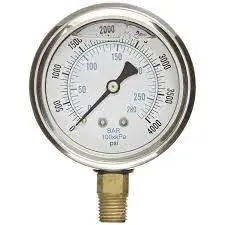 348255 Gauge  Bottom Stem Liquid 4000  Psi Pw Sm 1