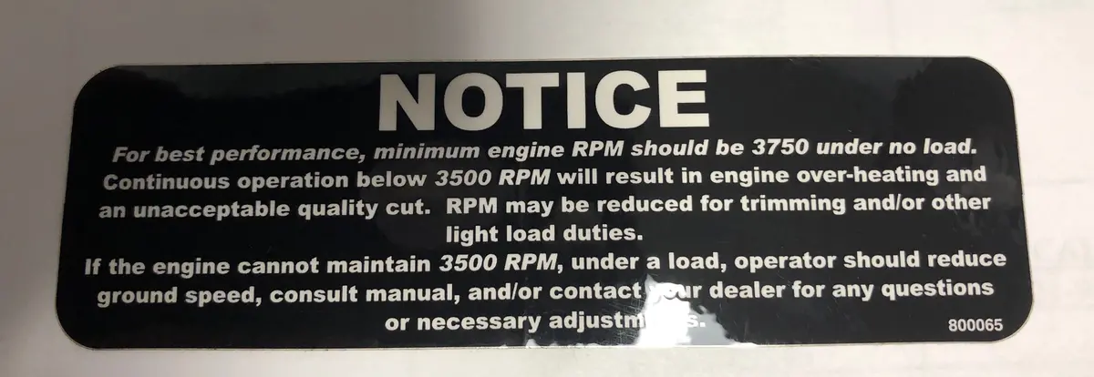 800065 Decal Run Behind Notice Dixie Chopper Wh2 1