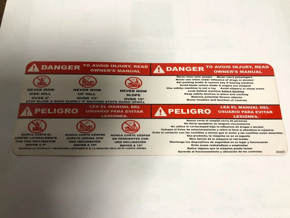 800067 Decal Run Behind Danger Hill Dixie Chopper Nla 1