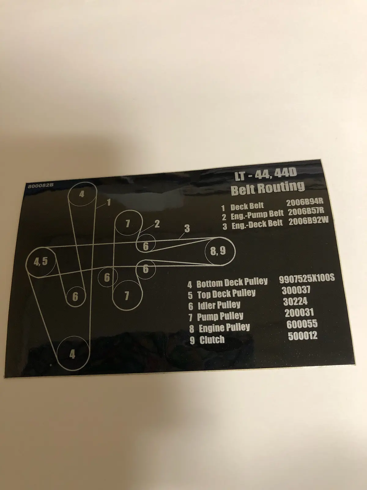 800082B Decal - Belt Route Lt44 Dixie Chopper Wh2 1