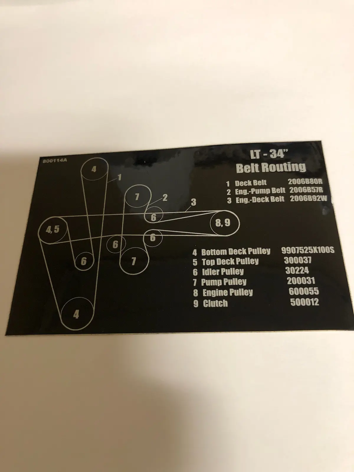800114A Decal - Belt Route Lt34 Dixie Chopper Wh2 1