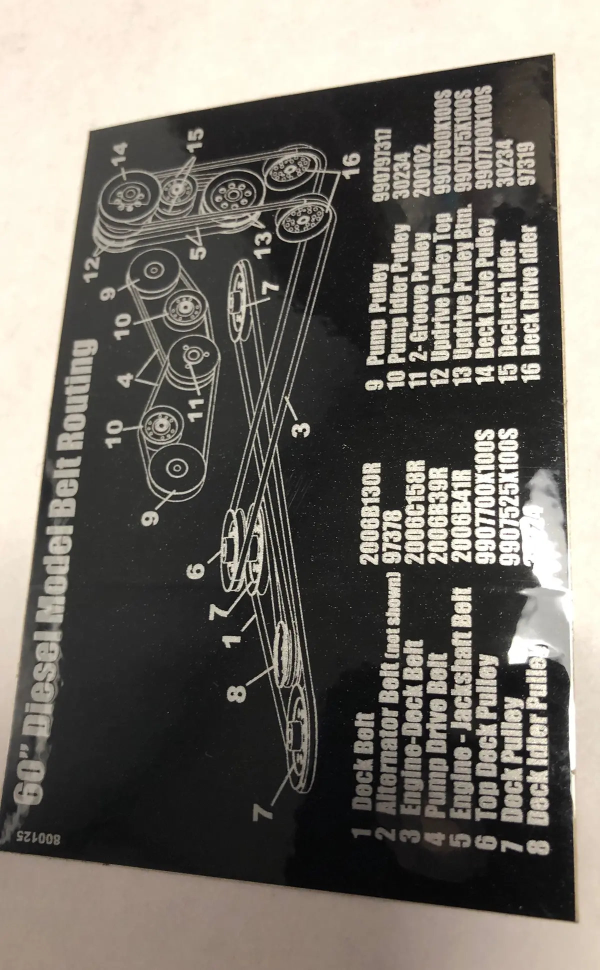 800125 Decal 60" Diesel Model Belt Routing Dixie Chopper Wh2 1