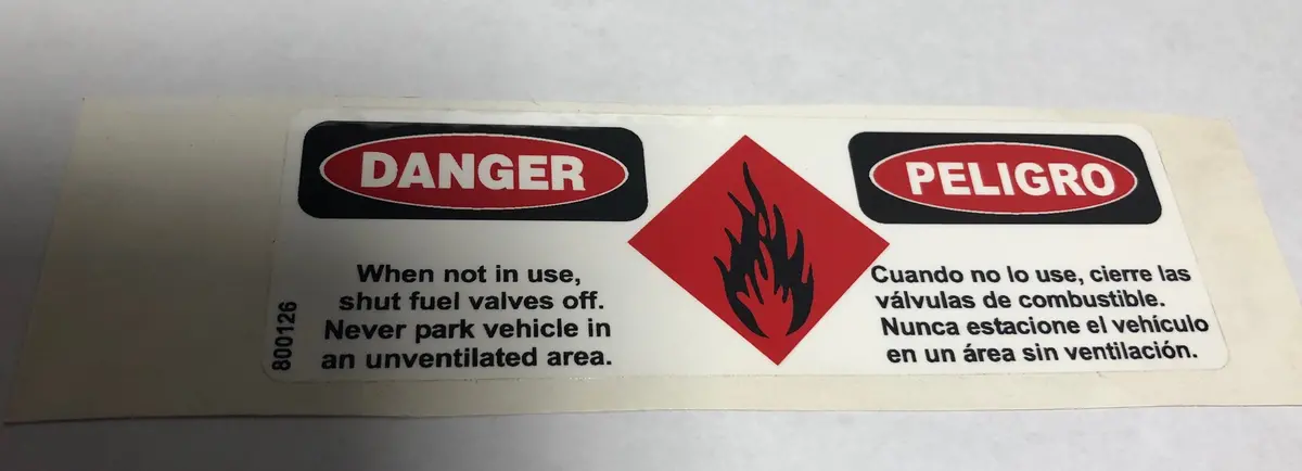 800126 Decal Danger, Shut-Off Fuel Dixie Chopper Wh2 1