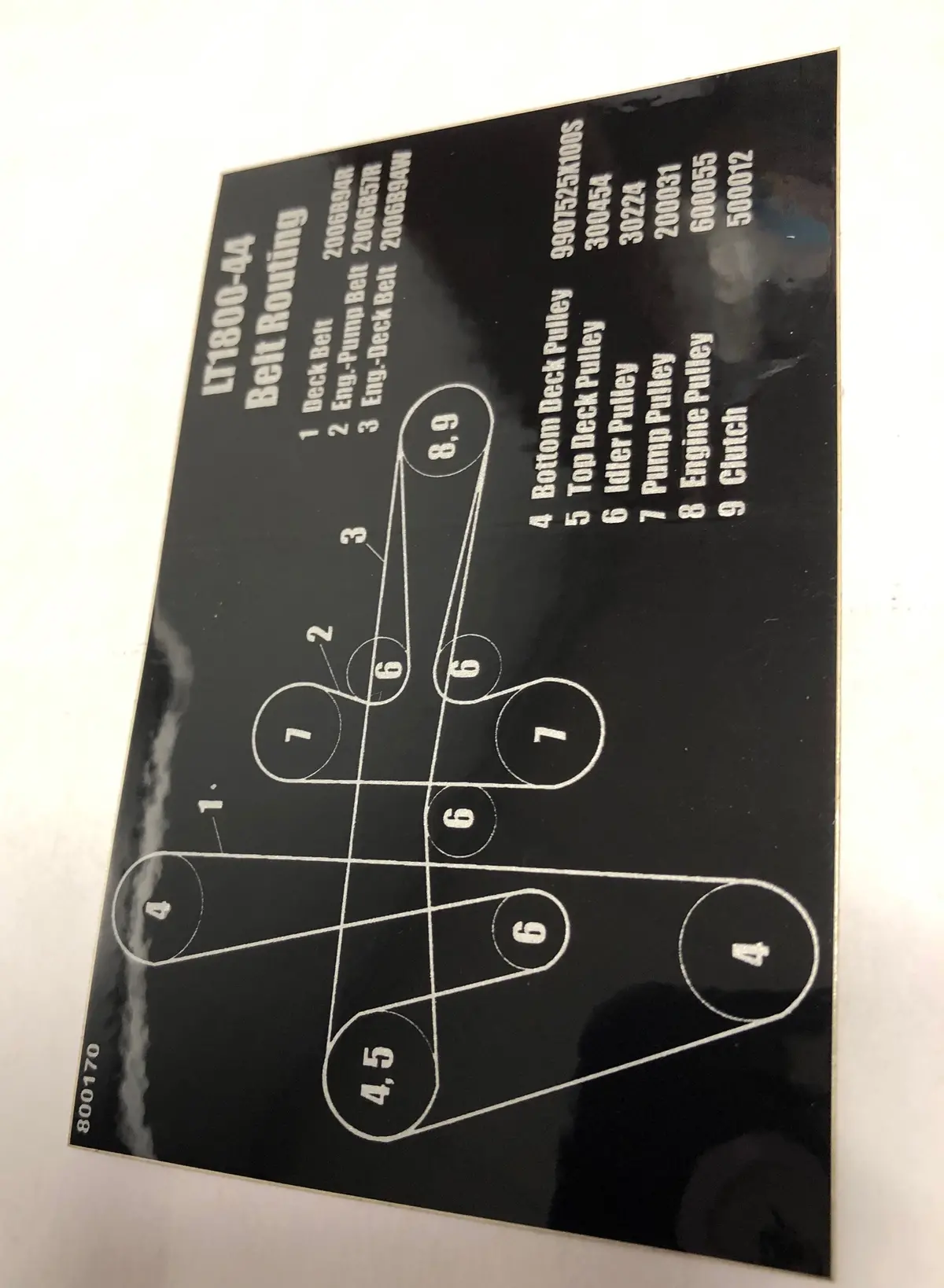 800170 Decal Belt Routelt1800-44 Dixie Chopper Wh2 1