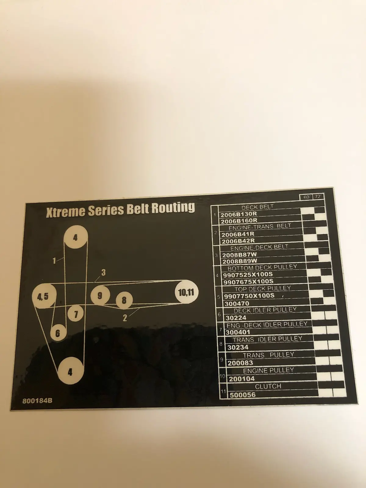 800184B - Decal Xtreme Series Belt Routing Dixie Chopper Wh2 1