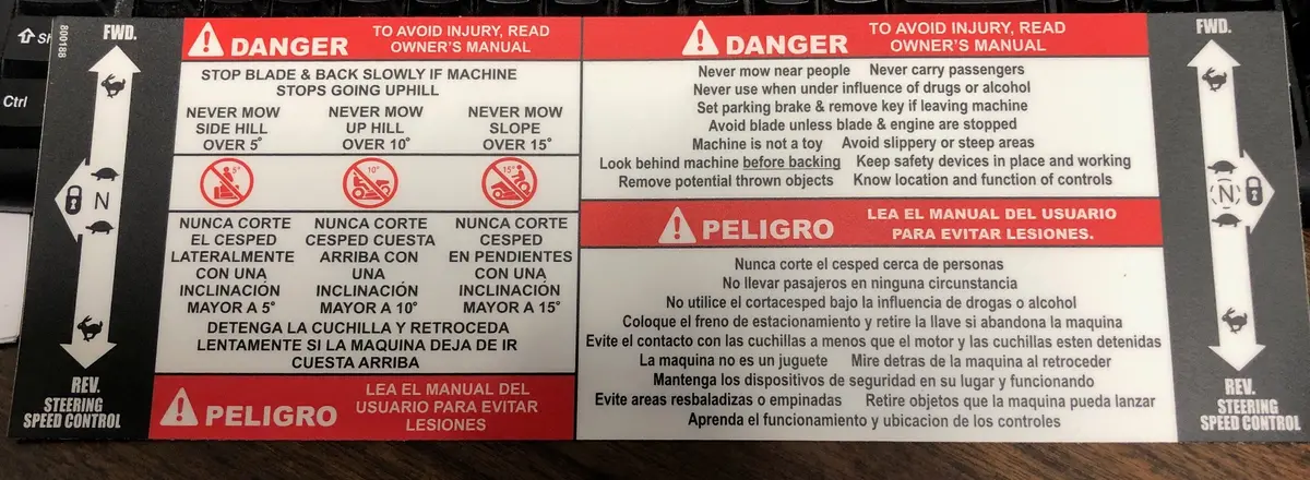 800188 Decal Safety, Pan Floor Iron Eagle Dixie Chopper Fcbd/Wh3 1