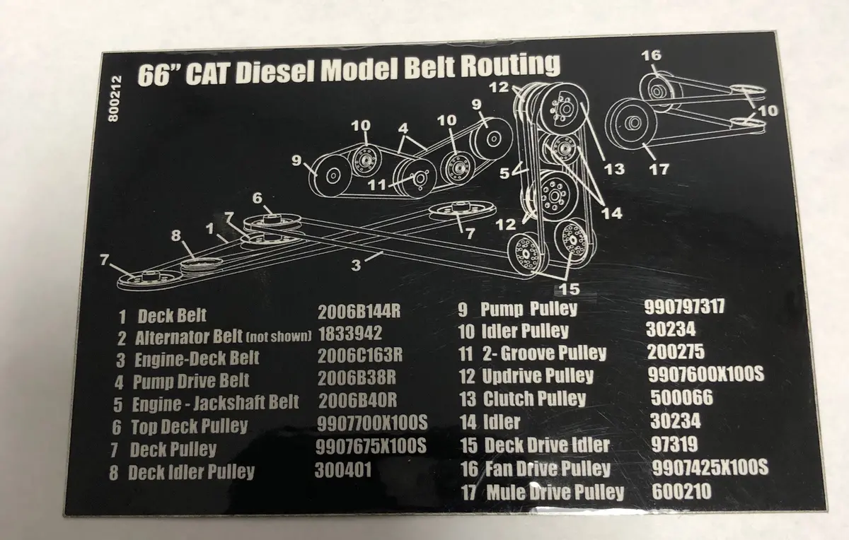 800212 Decal Diesel Cat 66 Belt Routing Dixie Chopper Wh2 1