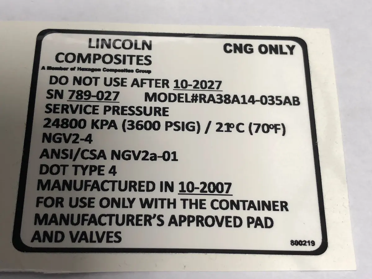 800219 Decal Lincoln Composites Cng Only Dixie Chopper Wh2 1