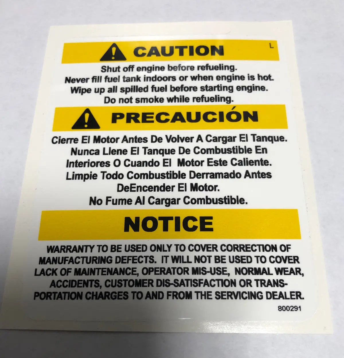 800291 Decal Caution Dixie Chopper W3 1