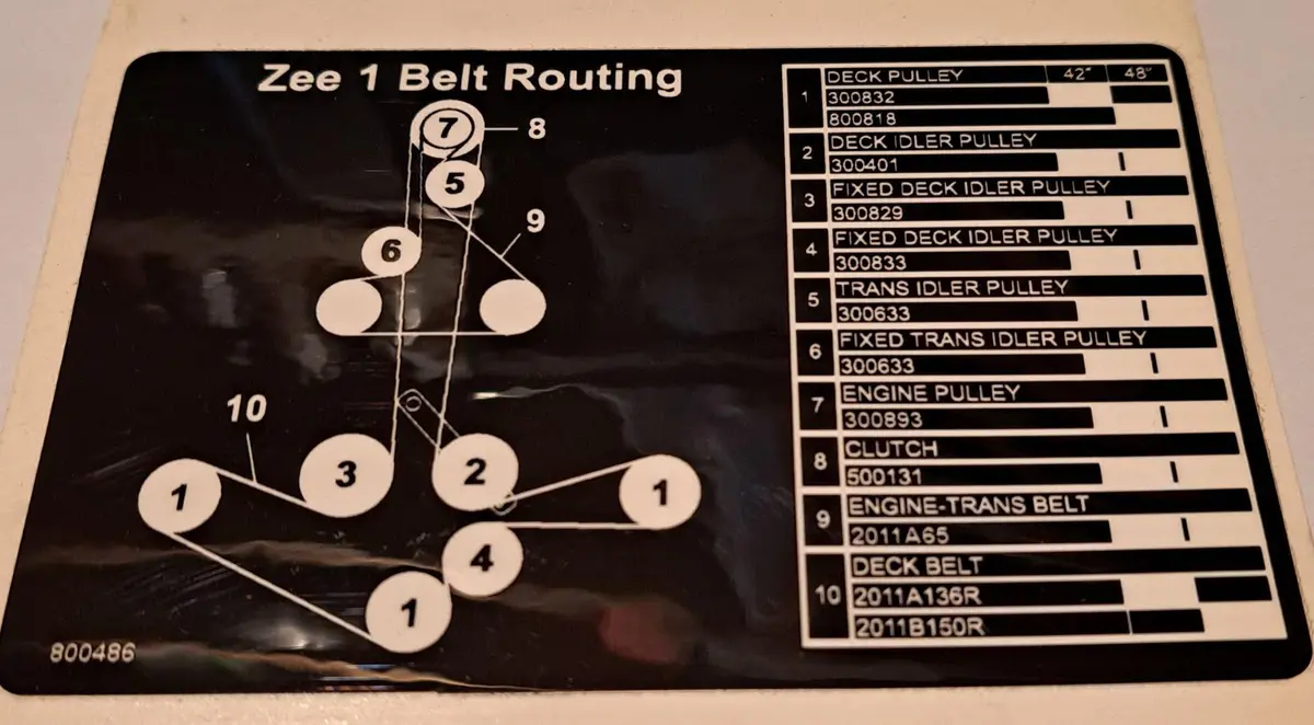 800486 Decal Belt Route 42/48 Dixie Chopper Wh3 1