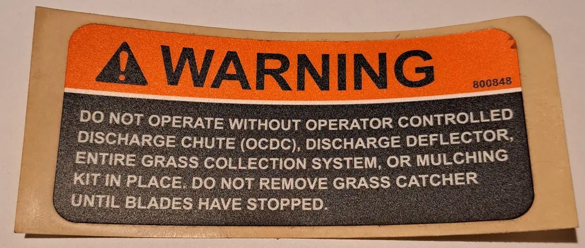 800848 Decal Warning, Discharge Chute Dixie Chopper Wh3 1