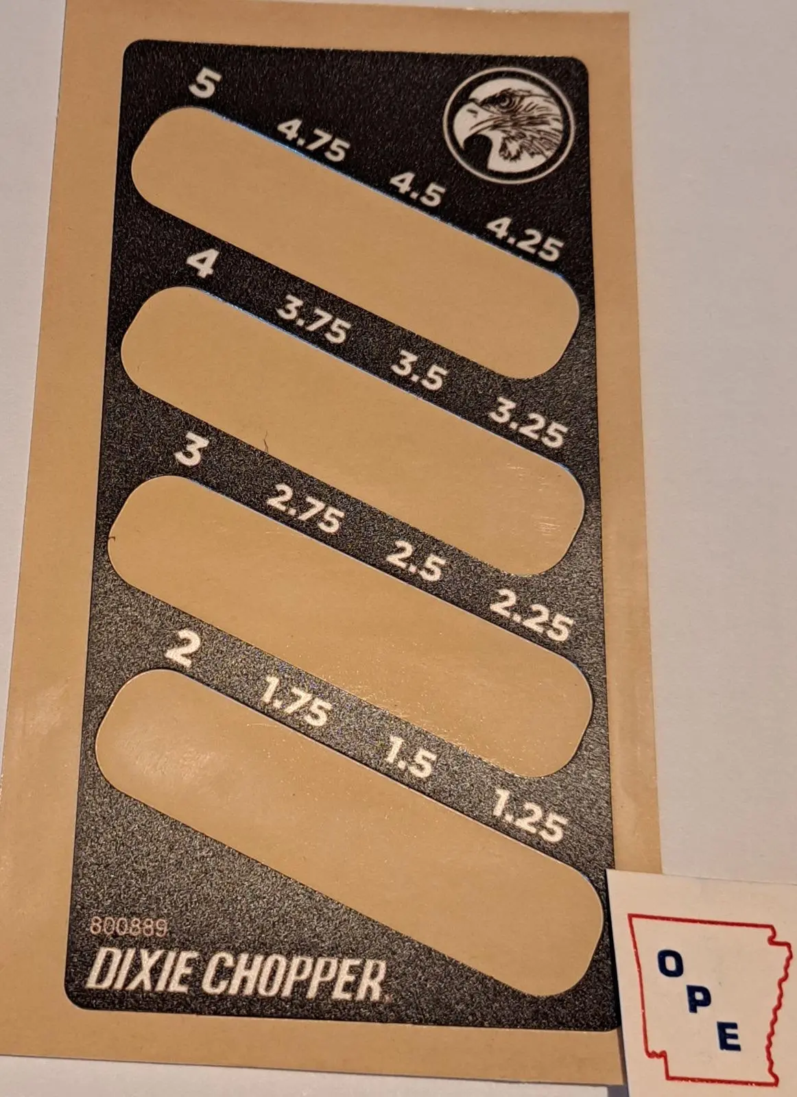 800889 Decal Deck Height Indicator Dixie Chopper W5  Fc-D1  Sfi 1