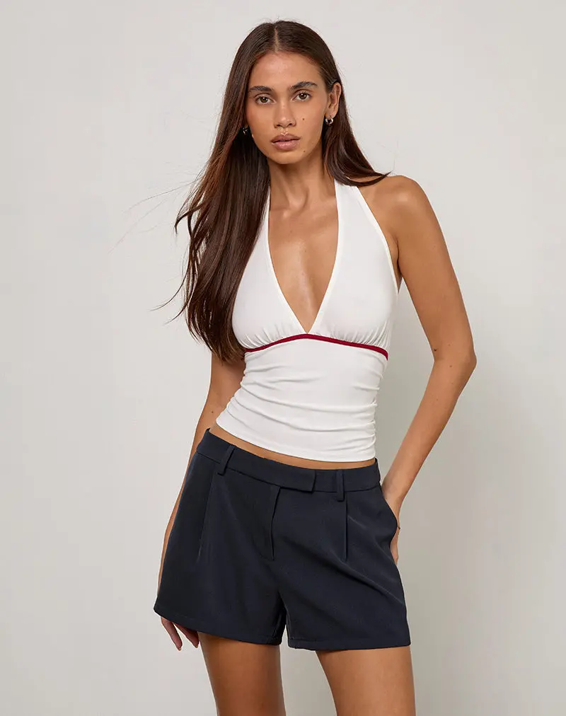Abeth Halterneck Top In White With Adrenaline Red Piping 1
