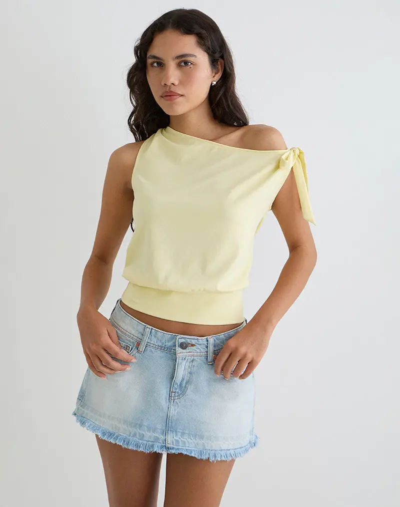 Aleyah Tie Shoulder Tee In Lemon 1
