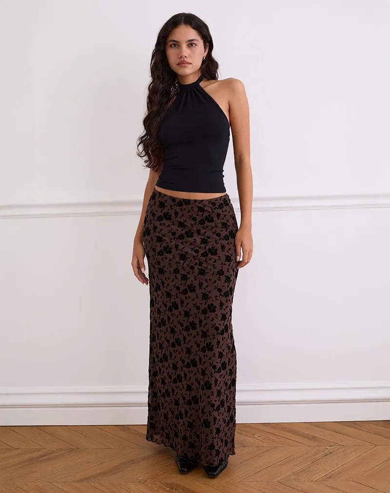 Alfreda Maxi Skirt In Garden Floral Brown 1