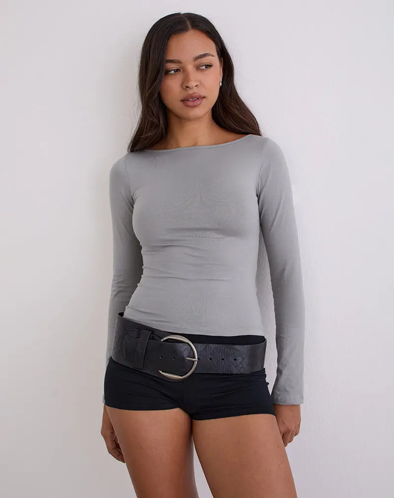 Amabon Long Sleeve Top In Grey 1