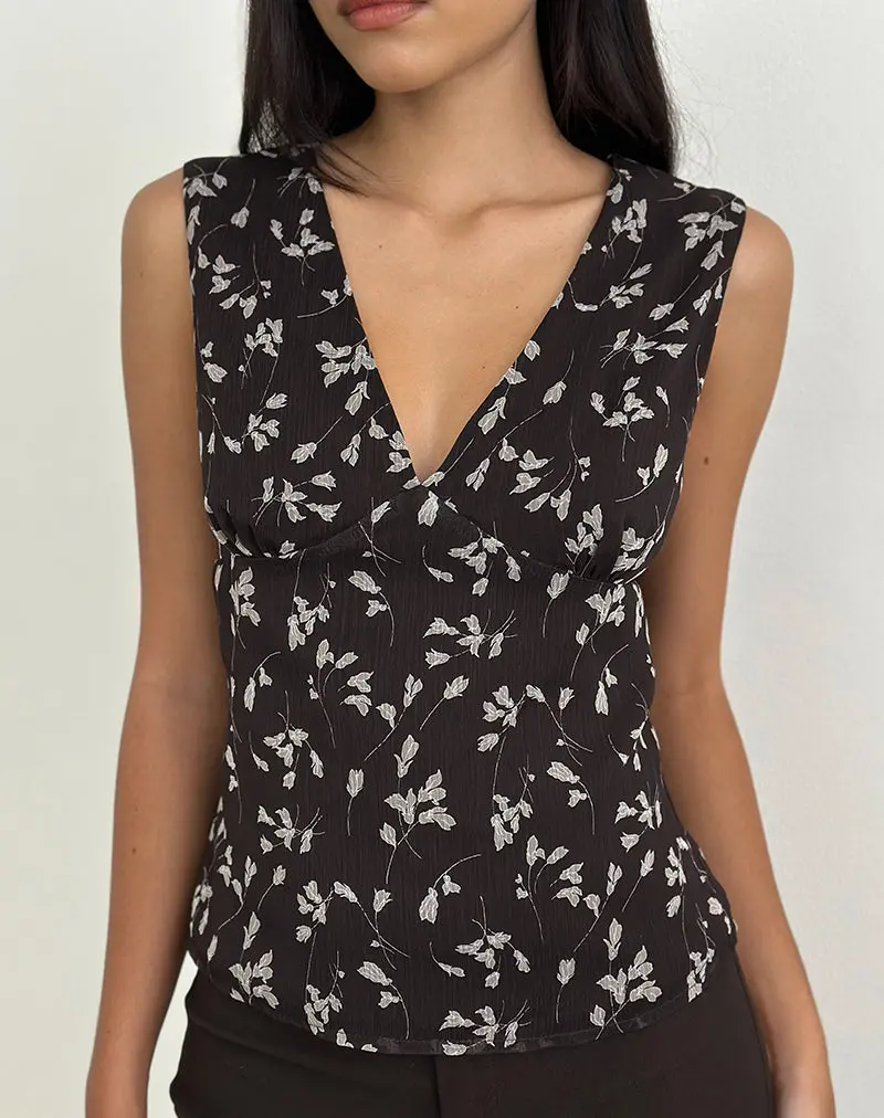 Asali Top In Flower Chiffon Brown 1