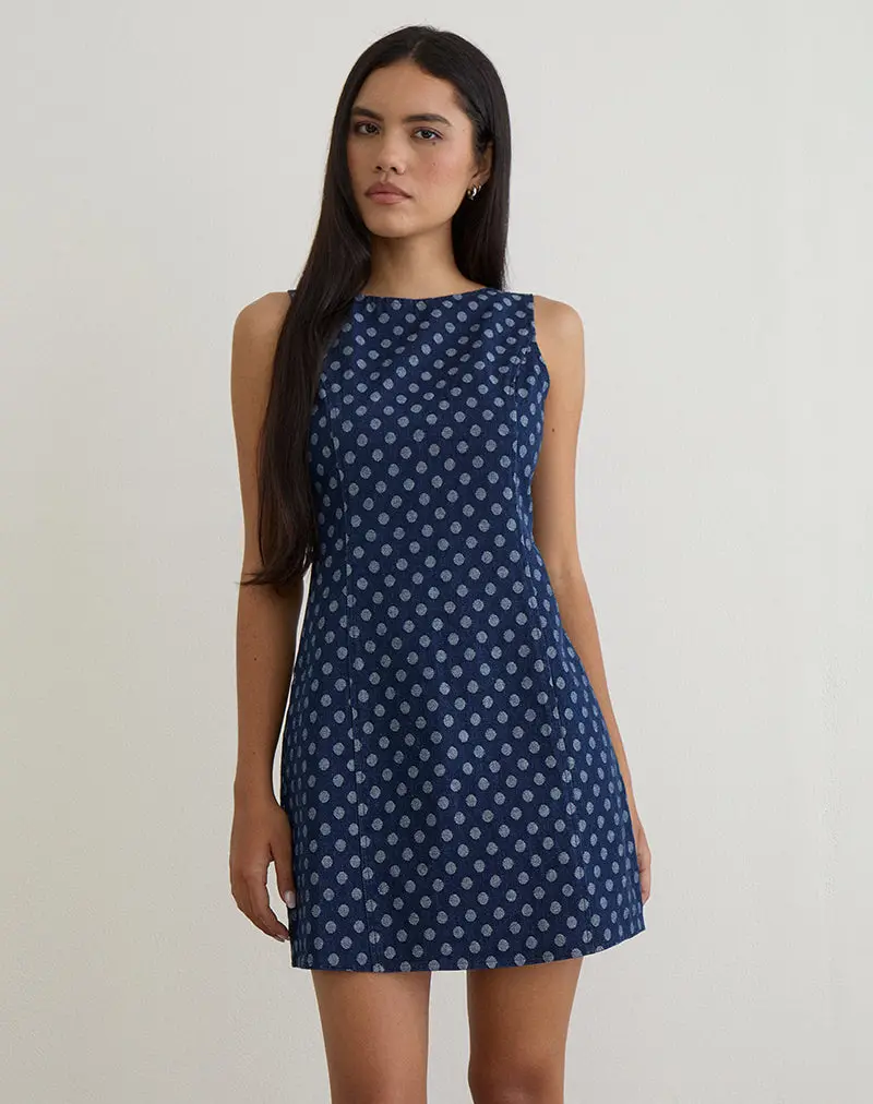 Ayura Dress In Polka Chambray Indigo 1