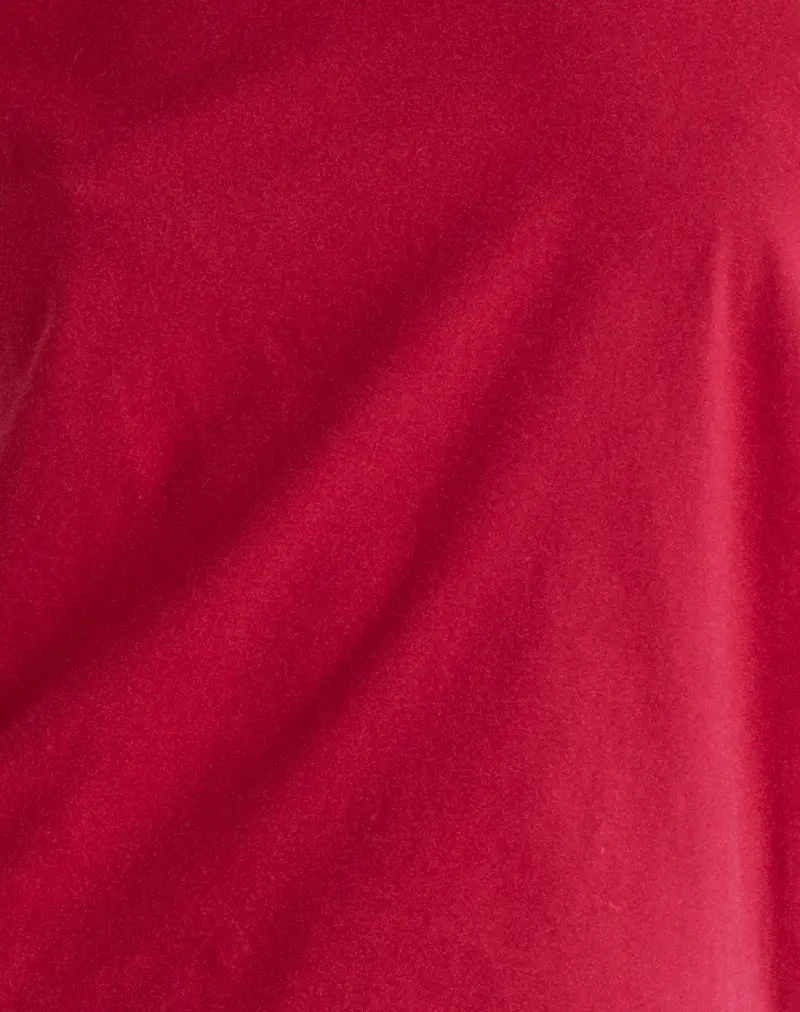 Balia Asymmetric Short Sleeve Basic Top In Adrenaline Red 5