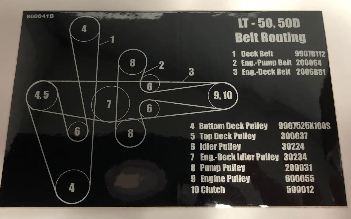 800041C Decal Lt50, 50D Belt Routing Dixie Chopper Wh2 1