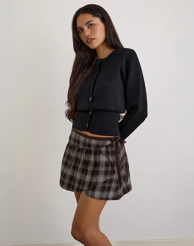 Billa Wrap Mini Skirt In Grey Check 1