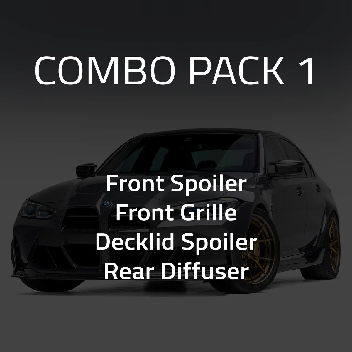 Bmw G8x M3 Combo 1:  Front Spoiler, Front Grille, Decklid Spoiler & Rear Diffuser 1