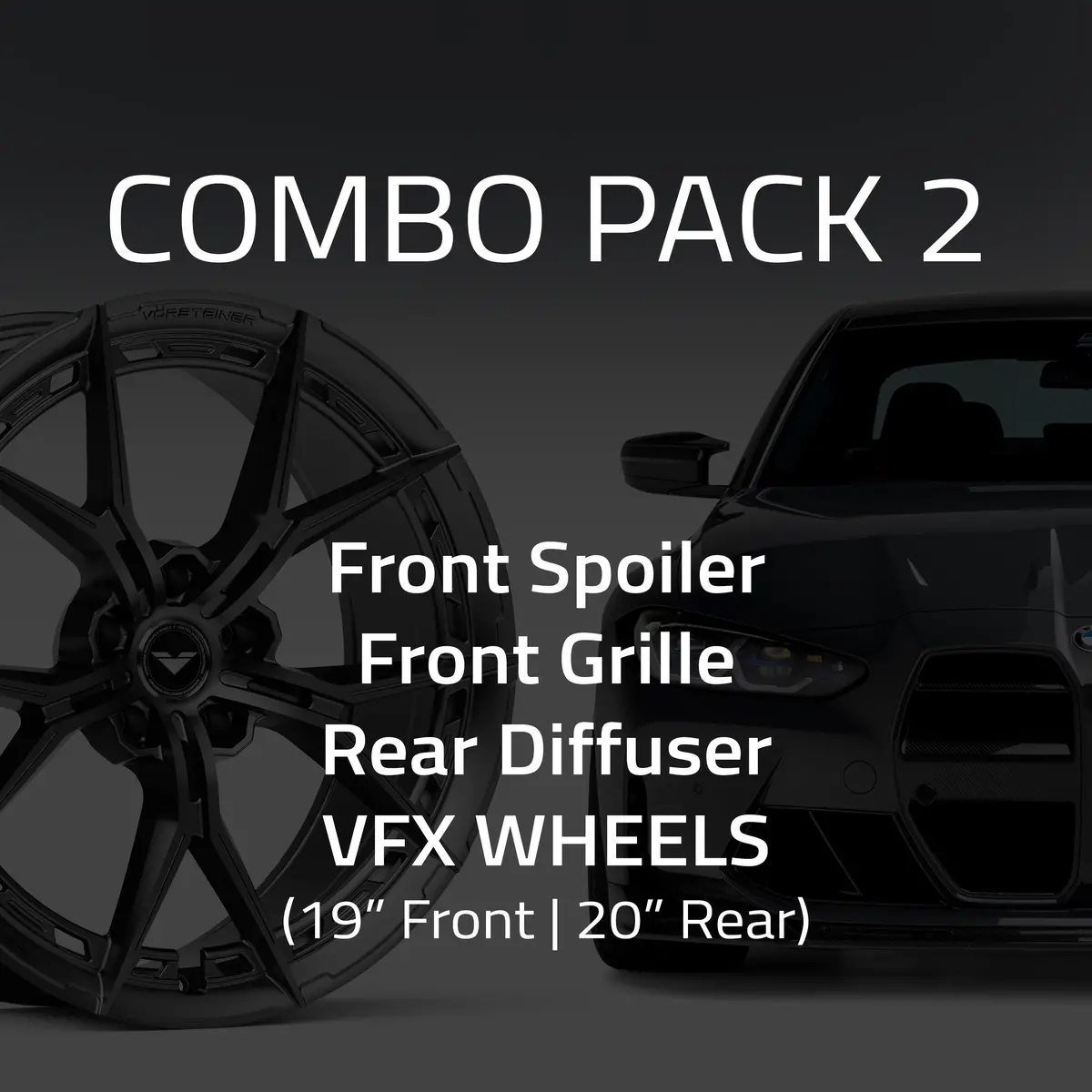Bmw G8x M3 Combo 2:  Front Spoiler, Front Grille, Rear Diffuser & Vfx Or V-Ff Wheels (19" Front | 20" Rear) 1