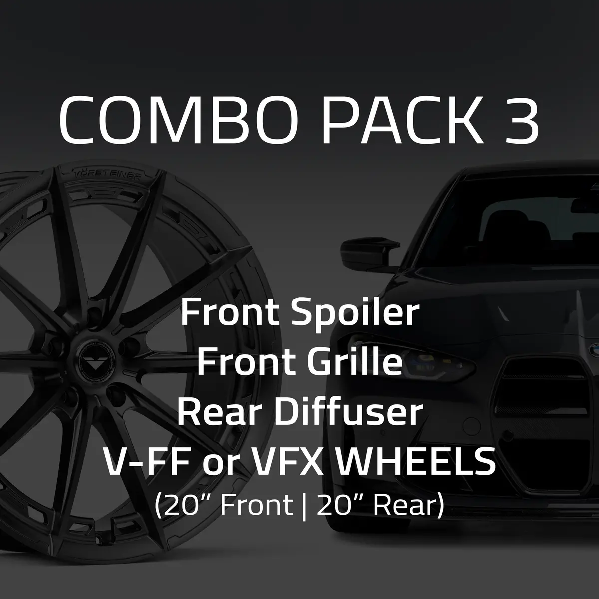 Bmw G8x M3 Combo 3:  Front Spoiler, Front Grille, Rear Diffuser & Vfx Or V-Ff Wheels (20" Front | 20" Rear) 1