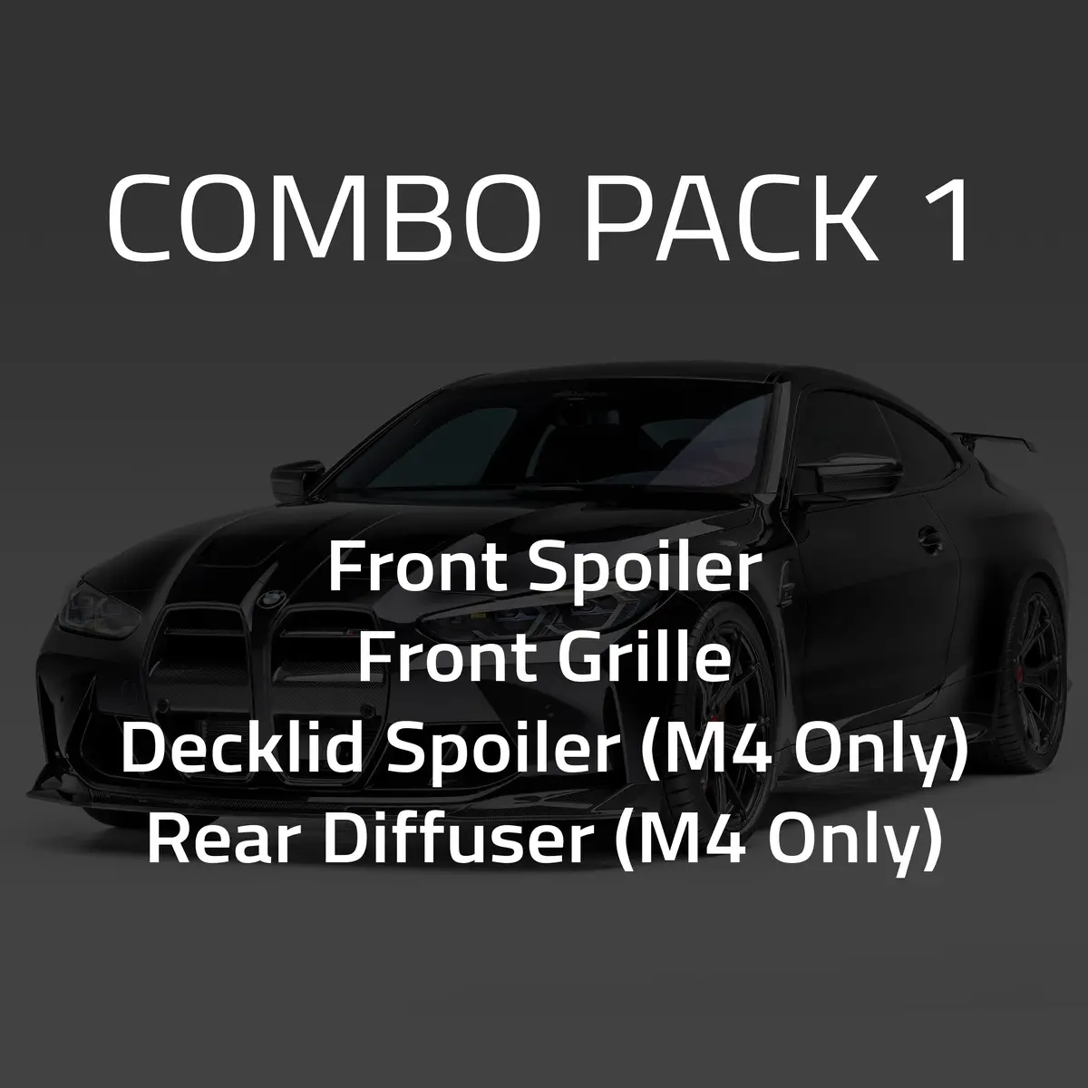 Bmw G8x M4 Combo 1:  Front Spoiler, Front Grille, Decklid Spoiler (M4) & Rear Diffuser (M4) 1