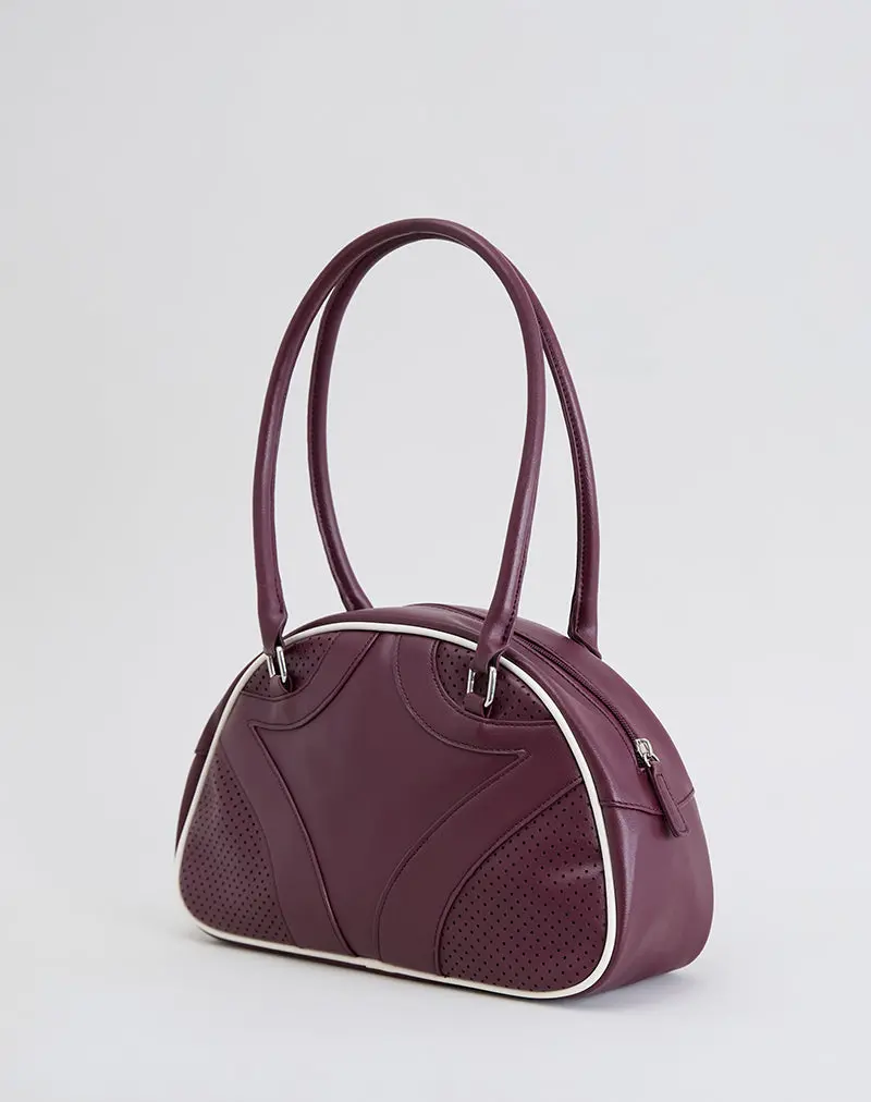 Bowler Bag In Cream And Burgundy 1