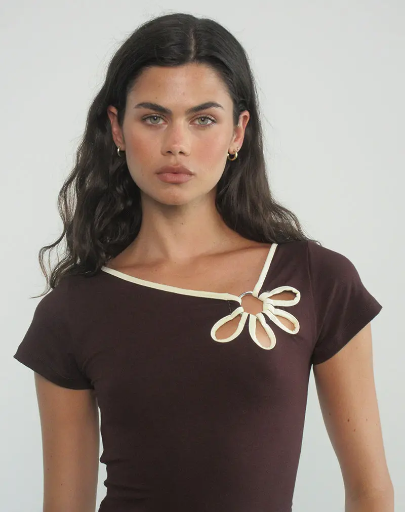 Bunga Flower Cut Out Top In Bitter Chocolate With Lemon Binding 1
