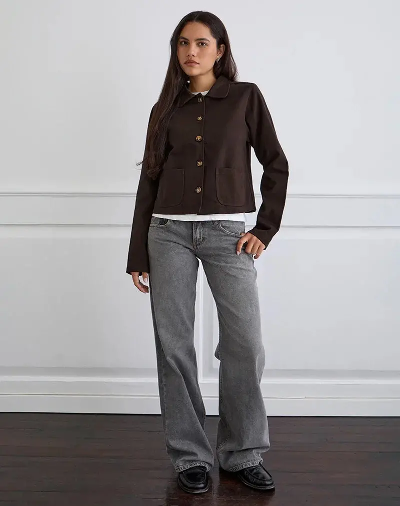 Calva Boxy Jacket In Chocolate Brown 2