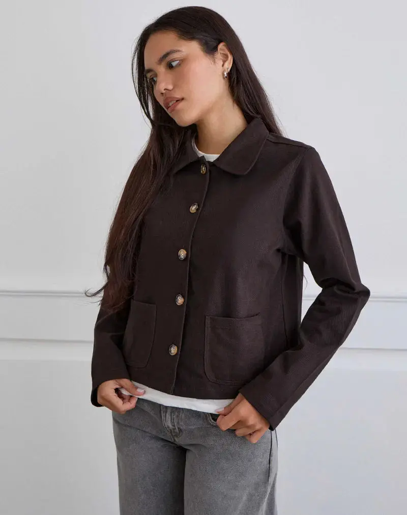 Calva Boxy Jacket In Chocolate Brown 3