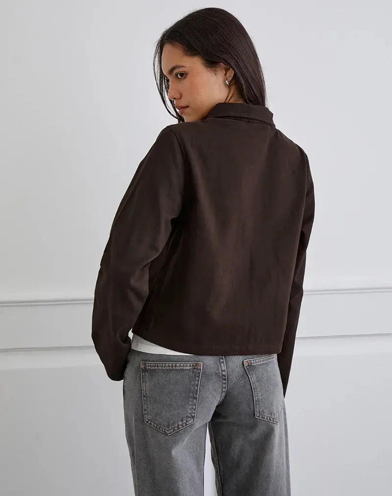 Calva Boxy Jacket In Chocolate Brown 4