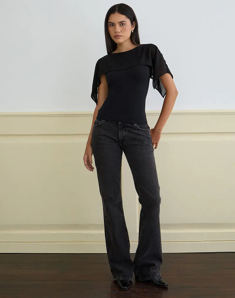 Cirata Top In Rayon Jersey Chiffon Black 1