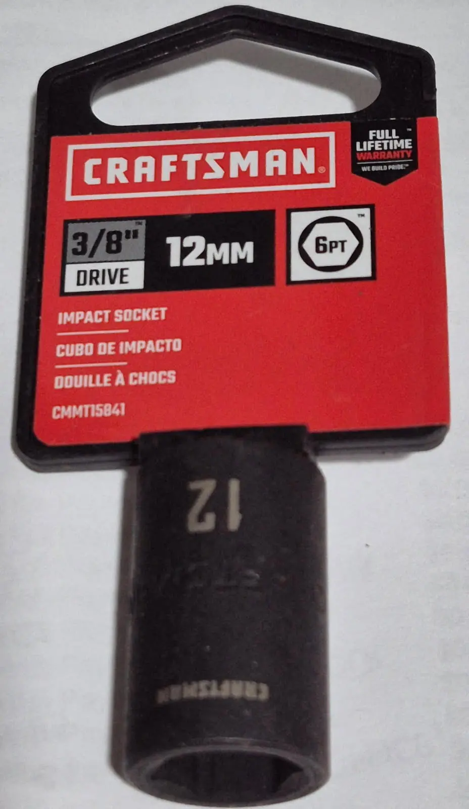 Cmmt15841 12Mm Impact Rated Shallow 6 Point 3/8" Drive Socket Craftsman 1