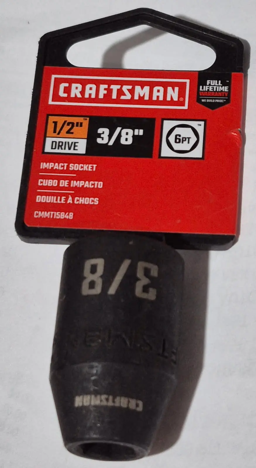 Cmmt15848 3/8" Impact Rated Shallow 6 Point 1/2" Drive Socket Craftsman 1