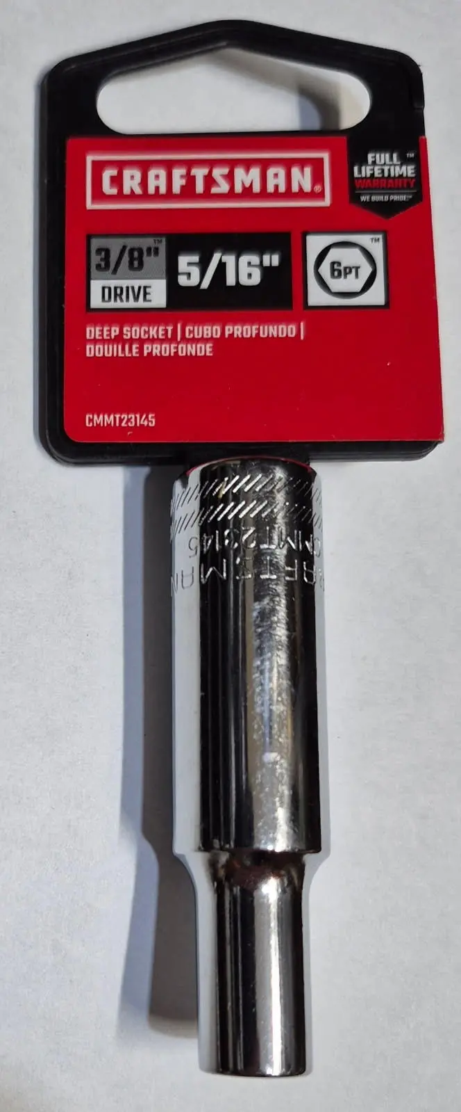 Cmmt15891 5/16" Impact Rated Deep 6 Point 3/8 Drive Socket Craftsman 1